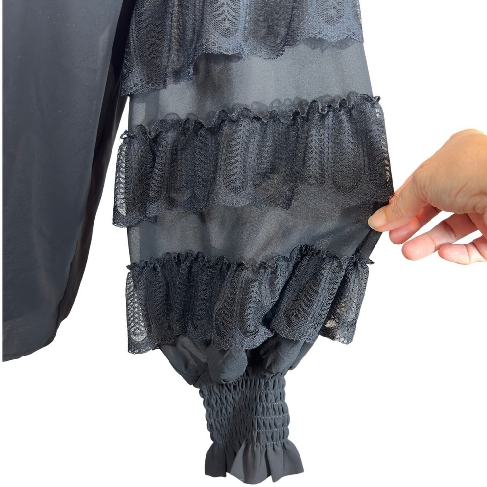 Marc New York Whimsigoth Lace Ruffle Blouse Fairy Grunge Statement Sleeves Large - Picture 5 of 11